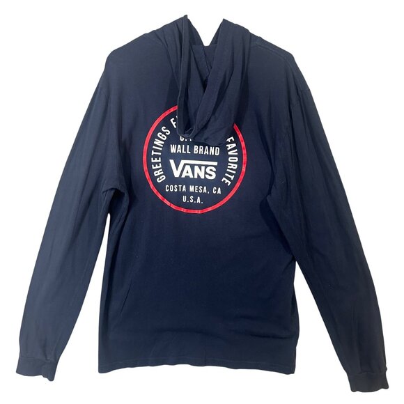 Vans Greetings From Your Off the Wall Brand Navy Lightweight Hoodie Size L GUC - Picture 4 of 10
